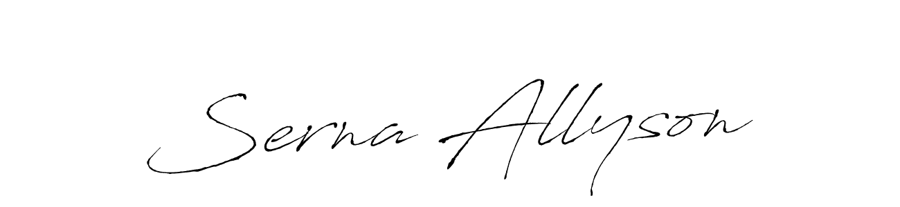 Similarly Antro_Vectra is the best handwritten signature design. Signature creator online .You can use it as an online autograph creator for name Serna Allyson. Serna Allyson signature style 6 images and pictures png