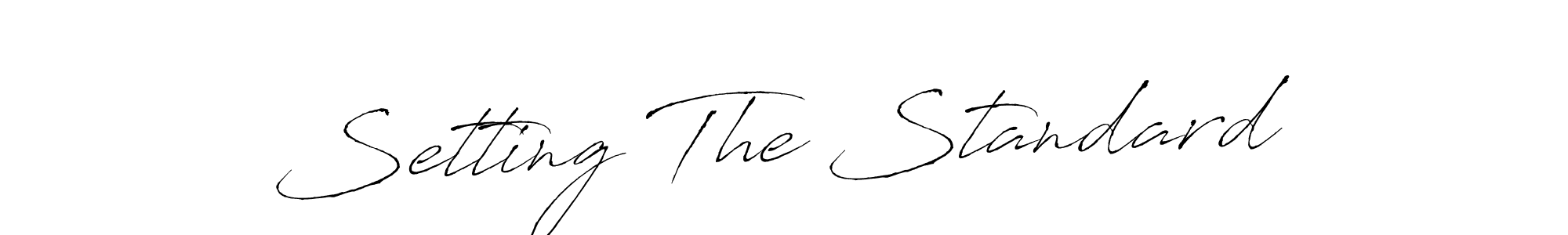 Similarly Antro_Vectra is the best handwritten signature design. Signature creator online .You can use it as an online autograph creator for name Setting The Standard. Setting The Standard signature style 6 images and pictures png