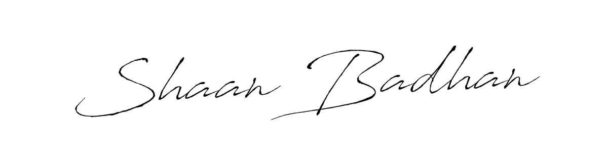 Create a beautiful signature design for name Shaan Badhan. With this signature (Antro_Vectra) fonts, you can make a handwritten signature for free. Shaan Badhan signature style 6 images and pictures png