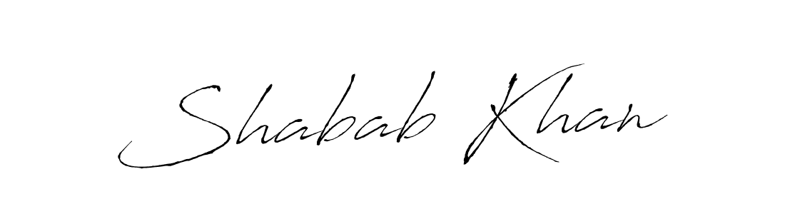 Design your own signature with our free online signature maker. With this signature software, you can create a handwritten (Antro_Vectra) signature for name Shabab Khan. Shabab Khan signature style 6 images and pictures png
