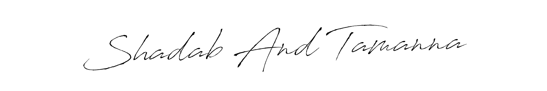 How to make Shadab And Tamanna name signature. Use Antro_Vectra style for creating short signs online. This is the latest handwritten sign. Shadab And Tamanna signature style 6 images and pictures png