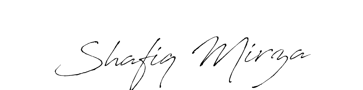 How to make Shafiq Mirza name signature. Use Antro_Vectra style for creating short signs online. This is the latest handwritten sign. Shafiq Mirza signature style 6 images and pictures png