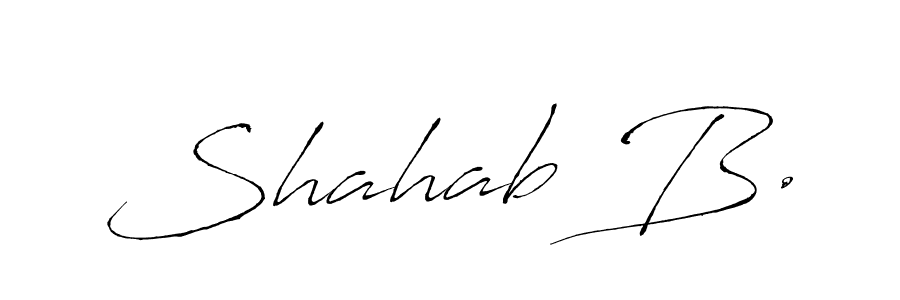 The best way (Antro_Vectra) to make a short signature is to pick only two or three words in your name. The name Shahab B. include a total of six letters. For converting this name. Shahab B. signature style 6 images and pictures png