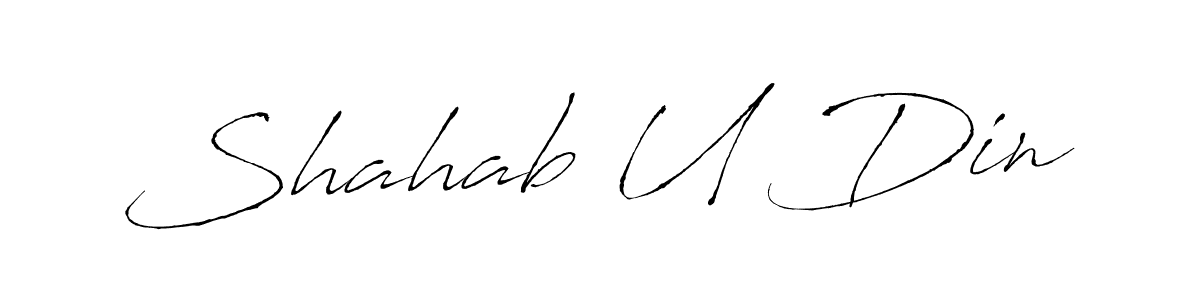 You should practise on your own different ways (Antro_Vectra) to write your name (Shahab U Din) in signature. don't let someone else do it for you. Shahab U Din signature style 6 images and pictures png