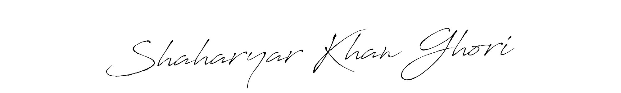 How to make Shaharyar Khan Ghori name signature. Use Antro_Vectra style for creating short signs online. This is the latest handwritten sign. Shaharyar Khan Ghori signature style 6 images and pictures png