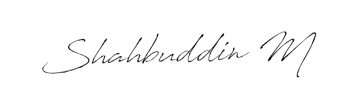 How to make Shahbuddin M name signature. Use Antro_Vectra style for creating short signs online. This is the latest handwritten sign. Shahbuddin M signature style 6 images and pictures png