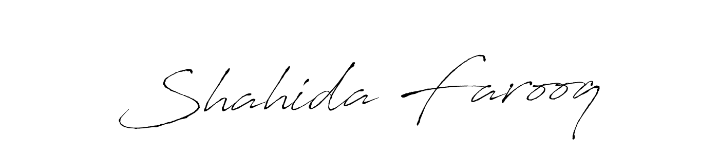 How to make Shahida Farooq name signature. Use Antro_Vectra style for creating short signs online. This is the latest handwritten sign. Shahida Farooq signature style 6 images and pictures png