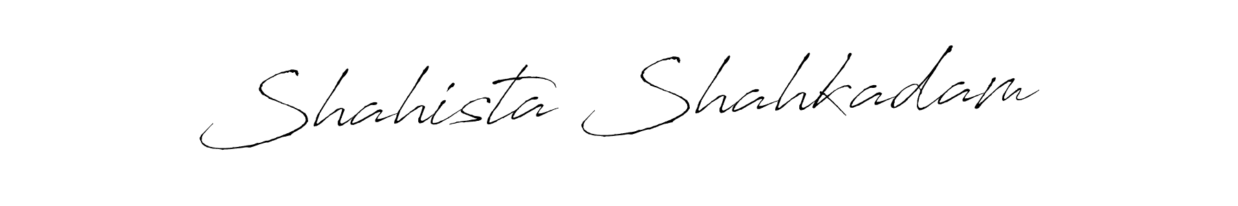 How to make Shahista Shahkadam name signature. Use Antro_Vectra style for creating short signs online. This is the latest handwritten sign. Shahista Shahkadam signature style 6 images and pictures png