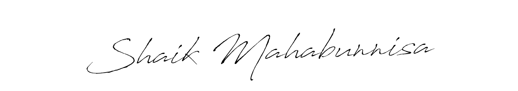 Make a beautiful signature design for name Shaik Mahabunnisa. With this signature (Antro_Vectra) style, you can create a handwritten signature for free. Shaik Mahabunnisa signature style 6 images and pictures png