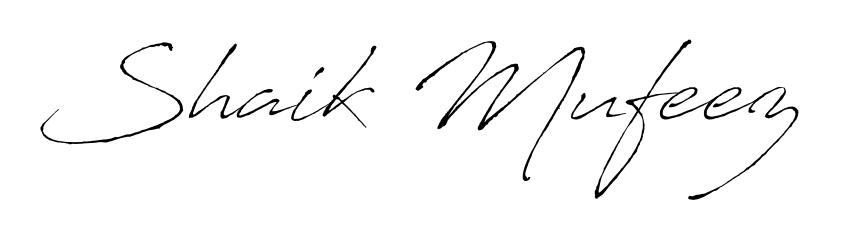 Designed for modern professionals: Shaik Mufeez name signature crafted with Antro_Vectra script. Ready for digital PDF workflows. Shaik Mufeez signature style 6 images and pictures png