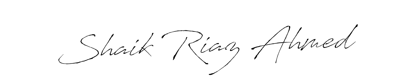 How to make Shaik Riaz Ahmed name signature. Use Antro_Vectra style for creating short signs online. This is the latest handwritten sign. Shaik Riaz Ahmed signature style 6 images and pictures png
