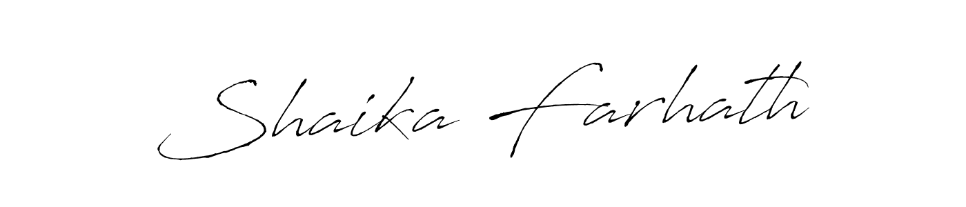 Make a beautiful signature design for name Shaika Farhath. With this signature (Antro_Vectra) style, you can create a handwritten signature for free. Shaika Farhath signature style 6 images and pictures png