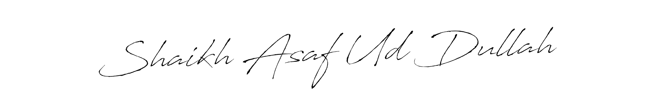 How to make Shaikh Asaf Ud Dullah name signature. Use Antro_Vectra style for creating short signs online. This is the latest handwritten sign. Shaikh Asaf Ud Dullah signature style 6 images and pictures png