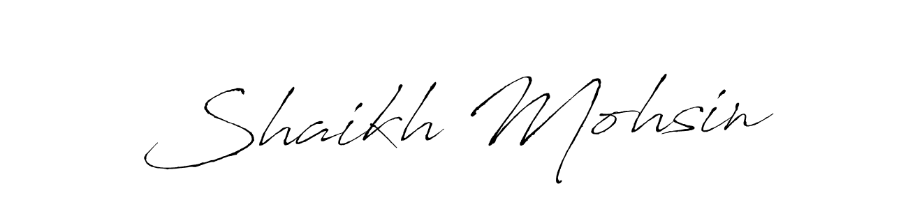 How to make Shaikh Mohsin name signature. Use Antro_Vectra style for creating short signs online. This is the latest handwritten sign. Shaikh Mohsin signature style 6 images and pictures png