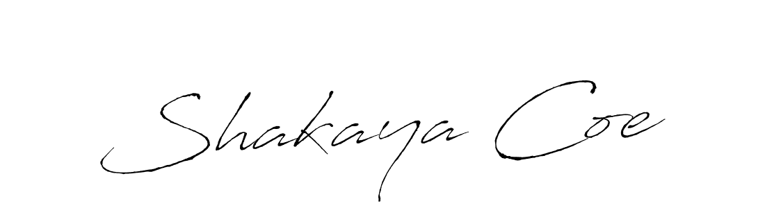 How to make Shakaya Coe name signature. Use Antro_Vectra style for creating short signs online. This is the latest handwritten sign. Shakaya Coe signature style 6 images and pictures png