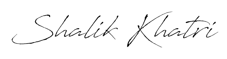 A sleek calligraphic signature for name Shalik Khatri utilizing Antro_Vectra styling. Great for adding personal signatures to photos and art. Shalik Khatri signature style 6 images and pictures png