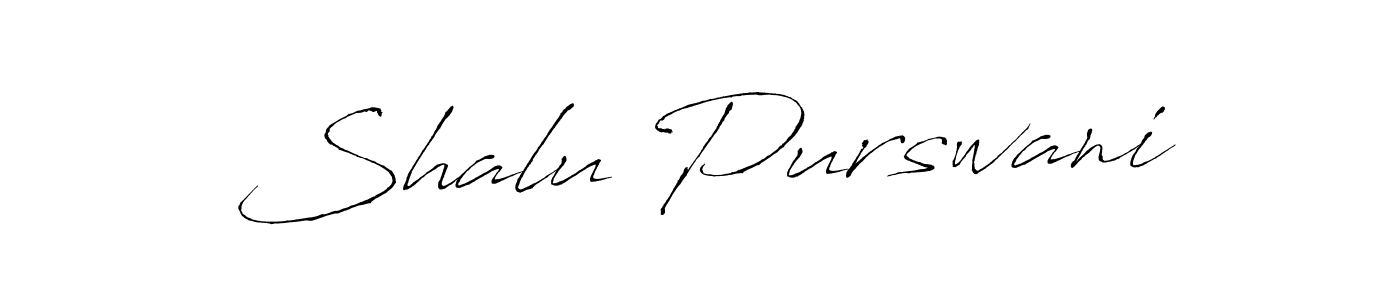 Make a beautiful signature design for name Shalu Purswani. With this signature (Antro_Vectra) style, you can create a handwritten signature for free. Shalu Purswani signature style 6 images and pictures png