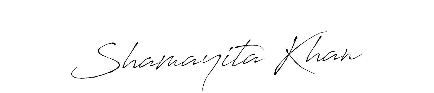 The best way (Antro_Vectra) to make a short signature is to pick only two or three words in your name. The name Shamayita Khan include a total of six letters. For converting this name. Shamayita Khan signature style 6 images and pictures png