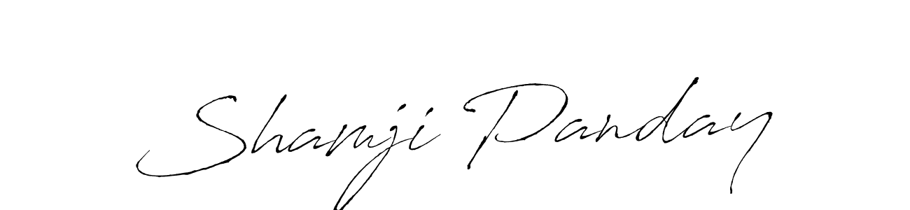 How to make Shamji Panday name signature. Use Antro_Vectra style for creating short signs online. This is the latest handwritten sign. Shamji Panday signature style 6 images and pictures png