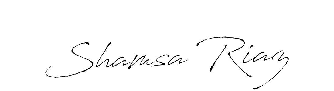 How to make Shamsa Riaz name signature. Use Antro_Vectra style for creating short signs online. This is the latest handwritten sign. Shamsa Riaz signature style 6 images and pictures png