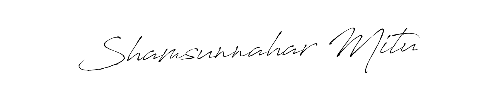 How to make Shamsunnahar Mitu name signature. Use Antro_Vectra style for creating short signs online. This is the latest handwritten sign. Shamsunnahar Mitu signature style 6 images and pictures png