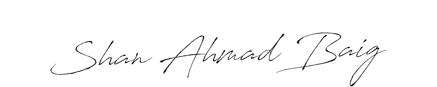 How to make Shan Ahmad Baig name signature. Use Antro_Vectra style for creating short signs online. This is the latest handwritten sign. Shan Ahmad Baig signature style 6 images and pictures png