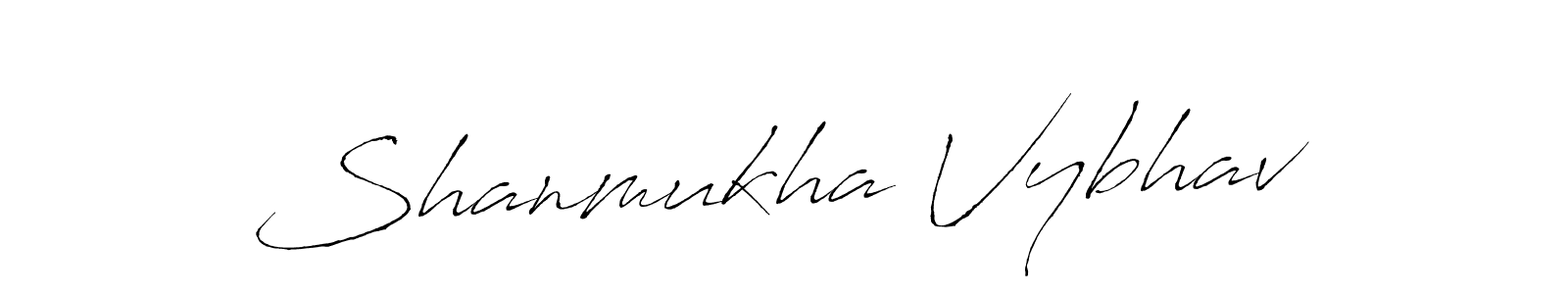 Antro_Vectra is a professional signature style that is perfect for those who want to add a touch of class to their signature. It is also a great choice for those who want to make their signature more unique. Get Shanmukha Vybhav name to fancy signature for free. Shanmukha Vybhav signature style 6 images and pictures png
