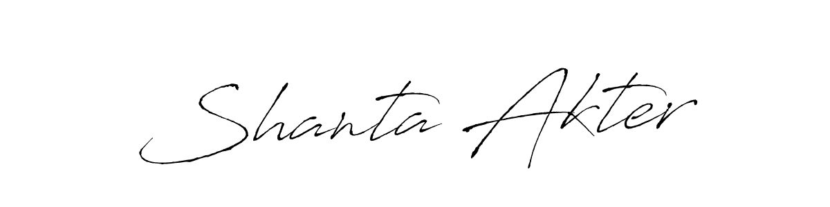 The best way (Antro_Vectra) to make a short signature is to pick only two or three words in your name. The name Shanta Akter include a total of six letters. For converting this name. Shanta Akter signature style 6 images and pictures png