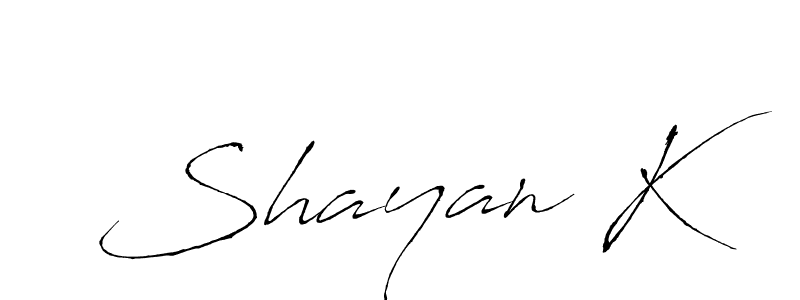 Also You can easily find your signature by using the search form. We will create Shayan K name handwritten signature images for you free of cost using Antro_Vectra sign style. Shayan K signature style 6 images and pictures png