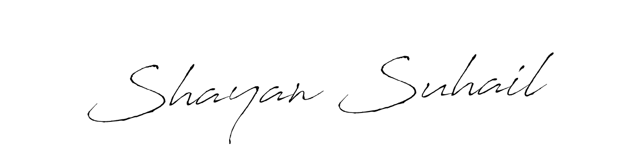 The best way (Antro_Vectra) to make a short signature is to pick only two or three words in your name. The name Shayan Suhail include a total of six letters. For converting this name. Shayan Suhail signature style 6 images and pictures png