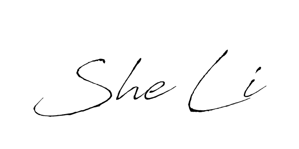 Create a beautiful signature design for name She Li. With this signature (Antro_Vectra) fonts, you can make a handwritten signature for free. She Li signature style 6 images and pictures png