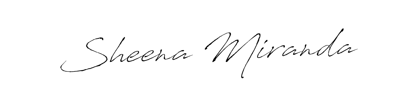 Make a beautiful signature design for name Sheena Miranda. With this signature (Antro_Vectra) style, you can create a handwritten signature for free. Sheena Miranda signature style 6 images and pictures png