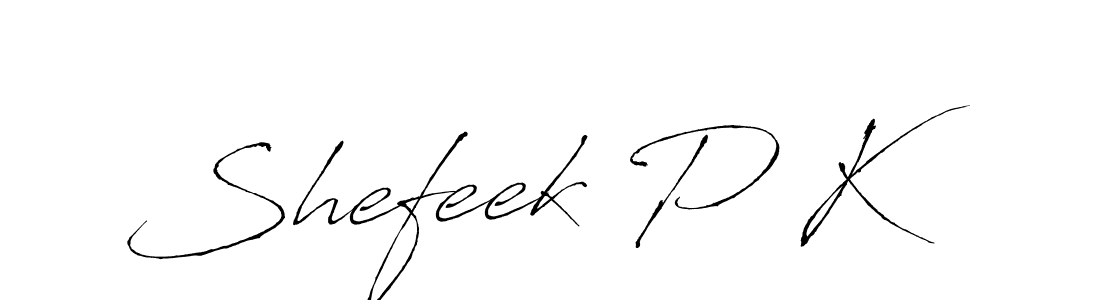 How to make Shefeek P K name signature. Use Antro_Vectra style for creating short signs online. This is the latest handwritten sign. Shefeek P K signature style 6 images and pictures png