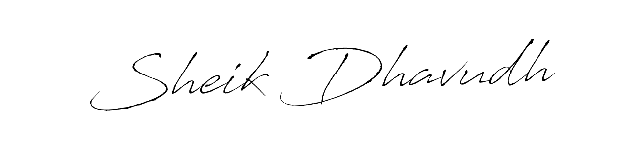 How to make Sheik Dhavudh name signature. Use Antro_Vectra style for creating short signs online. This is the latest handwritten sign. Sheik Dhavudh signature style 6 images and pictures png