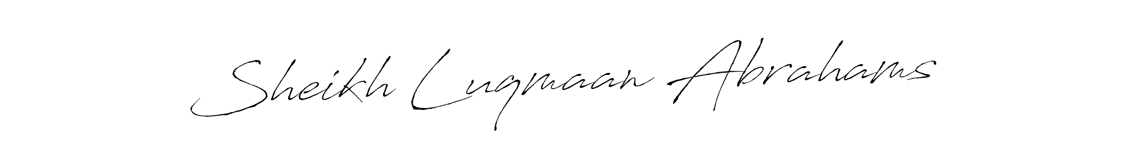 Antro_Vectra is a professional signature style that is perfect for those who want to add a touch of class to their signature. It is also a great choice for those who want to make their signature more unique. Get Sheikh Luqmaan Abrahams name to fancy signature for free. Sheikh Luqmaan Abrahams signature style 6 images and pictures png