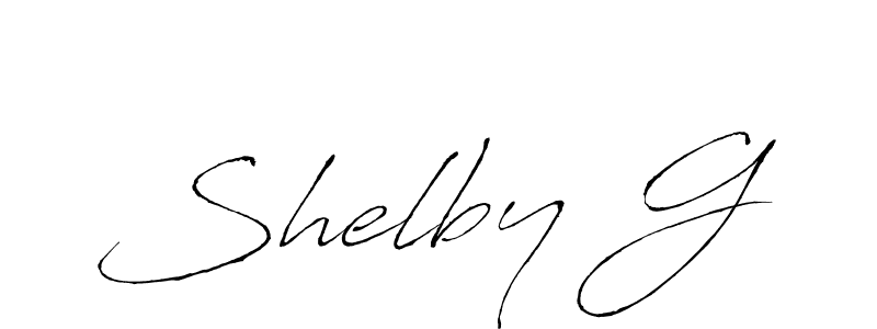 How to make Shelby G name signature. Use Antro_Vectra style for creating short signs online. This is the latest handwritten sign. Shelby G signature style 6 images and pictures png