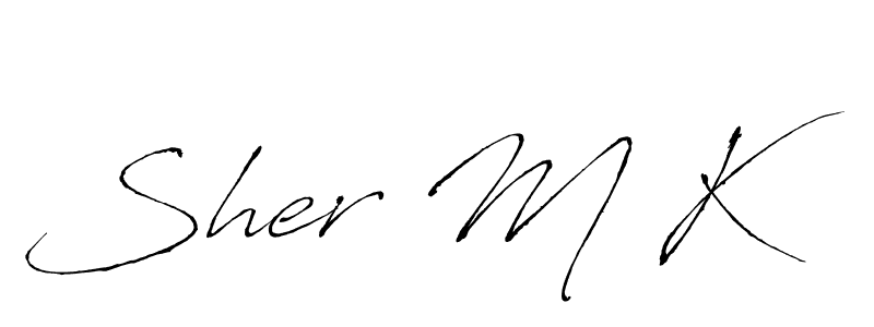 Make a beautiful signature design for name Sher M K. With this signature (Antro_Vectra) style, you can create a handwritten signature for free. Sher M K signature style 6 images and pictures png