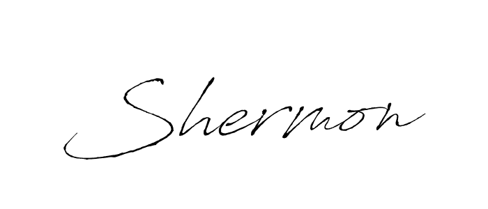 Use a signature maker to create a handwritten signature online. With this signature software, you can design (Antro_Vectra) your own signature for name Shermon. Shermon signature style 6 images and pictures png