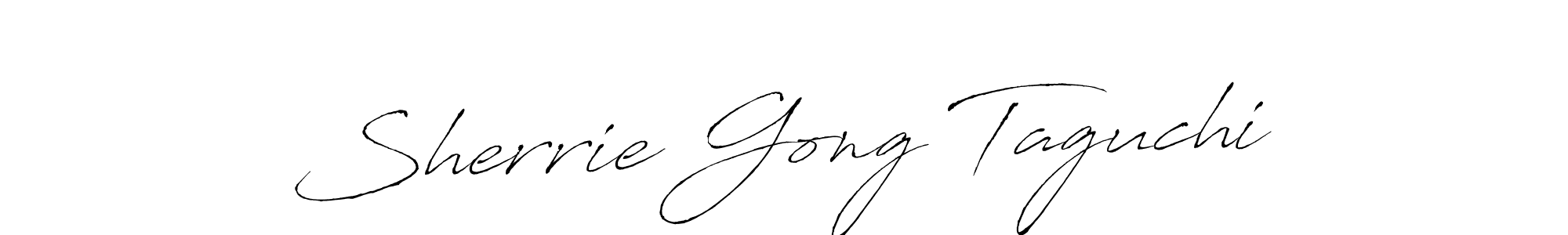 Make a beautiful signature design for name Sherrie Gong Taguchi. With this signature (Antro_Vectra) style, you can create a handwritten signature for free. Sherrie Gong Taguchi signature style 6 images and pictures png