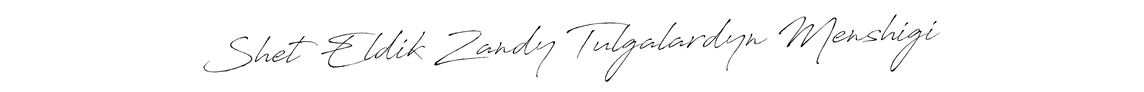 The best way (Antro_Vectra) to make a short signature is to pick only two or three words in your name. The name Shet Eldik Zandy Tulgalardyn Menshigi include a total of six letters. For converting this name. Shet Eldik Zandy Tulgalardyn Menshigi signature style 6 images and pictures png