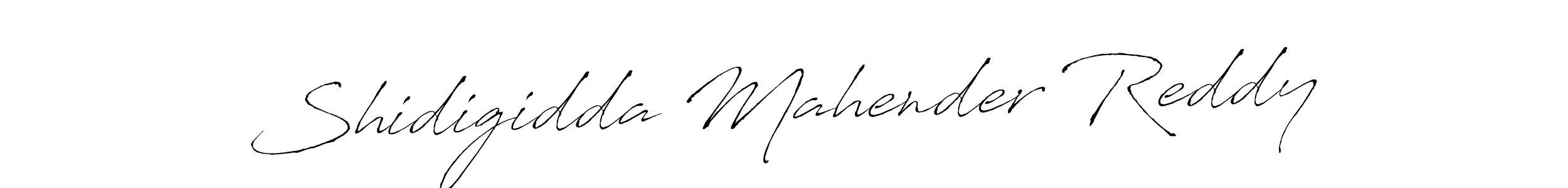 How to make Shidigidda Mahender Reddy name signature. Use Antro_Vectra style for creating short signs online. This is the latest handwritten sign. Shidigidda Mahender Reddy signature style 6 images and pictures png