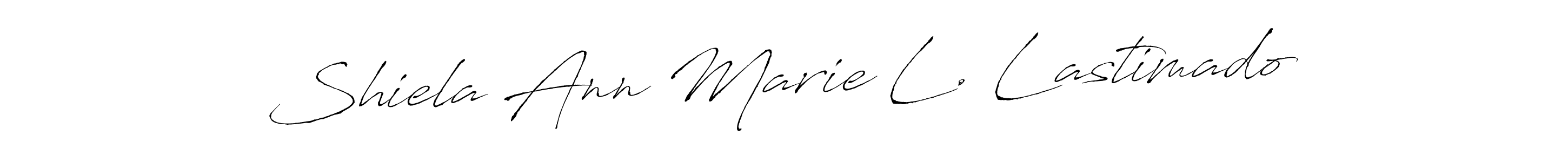 The best way (Antro_Vectra) to make a short signature is to pick only two or three words in your name. The name Shiela Ann Marie L. Lastimado include a total of six letters. For converting this name. Shiela Ann Marie L. Lastimado signature style 6 images and pictures png