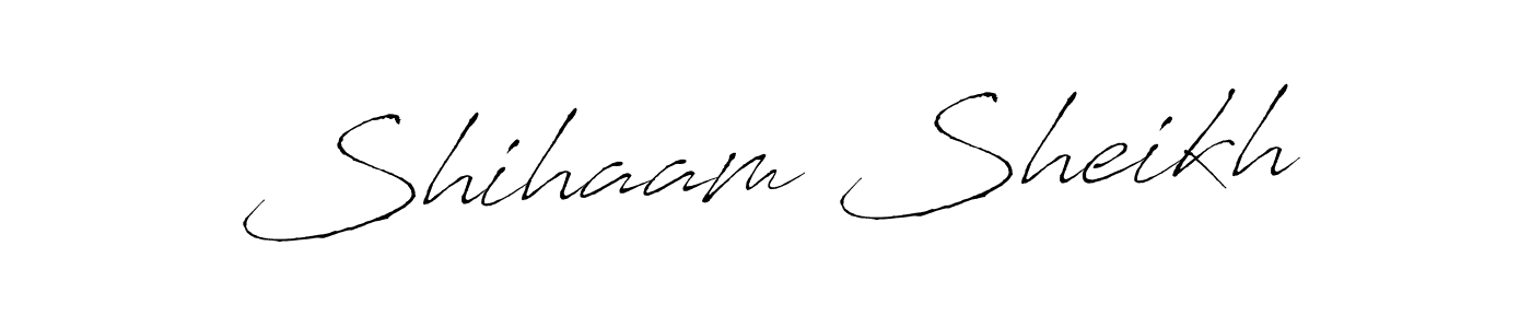 Make a beautiful signature design for name Shihaam Sheikh. With this signature (Antro_Vectra) style, you can create a handwritten signature for free. Shihaam Sheikh signature style 6 images and pictures png