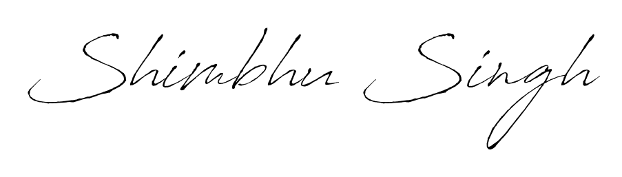 A sleek calligraphic signature for name Shimbhu Singh utilizing Antro_Vectra styling. Great for adding personal signatures to photos and art. Shimbhu Singh signature style 6 images and pictures png