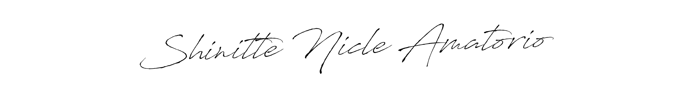 The best way (Antro_Vectra) to make a short signature is to pick only two or three words in your name. The name Shinitte Nicle Amatorio include a total of six letters. For converting this name. Shinitte Nicle Amatorio signature style 6 images and pictures png