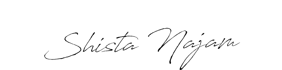 The best way (Antro_Vectra) to make a short signature is to pick only two or three words in your name. The name Shista Najam include a total of six letters. For converting this name. Shista Najam signature style 6 images and pictures png