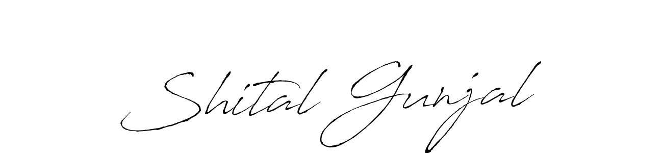 How to make Shital Gunjal name signature. Use Antro_Vectra style for creating short signs online. This is the latest handwritten sign. Shital Gunjal signature style 6 images and pictures png