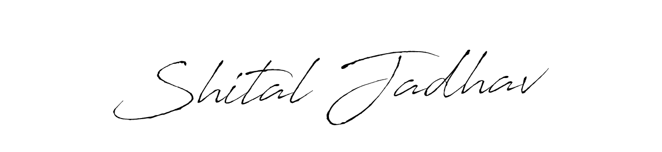 How to make Shital Jadhav name signature. Use Antro_Vectra style for creating short signs online. This is the latest handwritten sign. Shital Jadhav signature style 6 images and pictures png