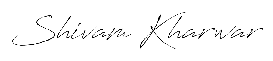 The Antro_Vectra handwriting style adds charm and authenticity to name Shivam Kharwar. A wonderful choice for personal thank-you notes. Shivam Kharwar signature style 6 images and pictures png