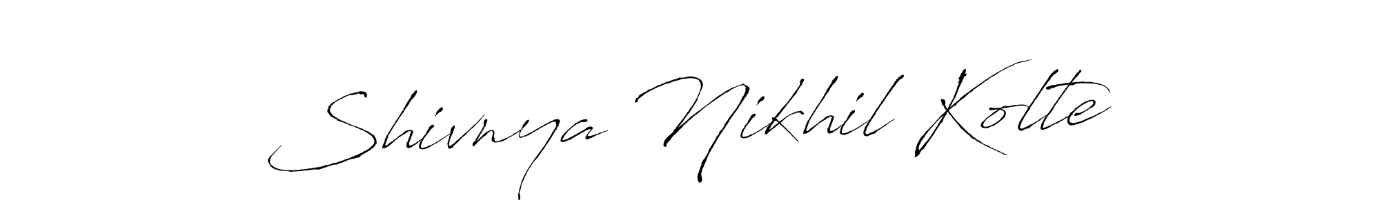 You can use this online signature creator to create a handwritten signature for the name Shivnya Nikhil Kolte. This is the best online autograph maker. Shivnya Nikhil Kolte signature style 6 images and pictures png